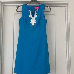 NWT Blue Sleeveless Dress with White Embroidery 00
